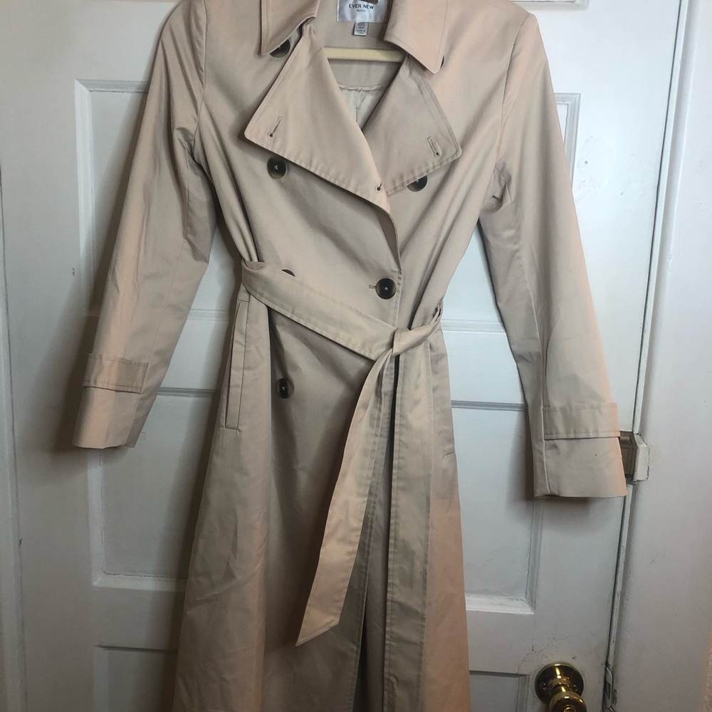Ever New Beige Double-Breasted Trench with Waist Tie
